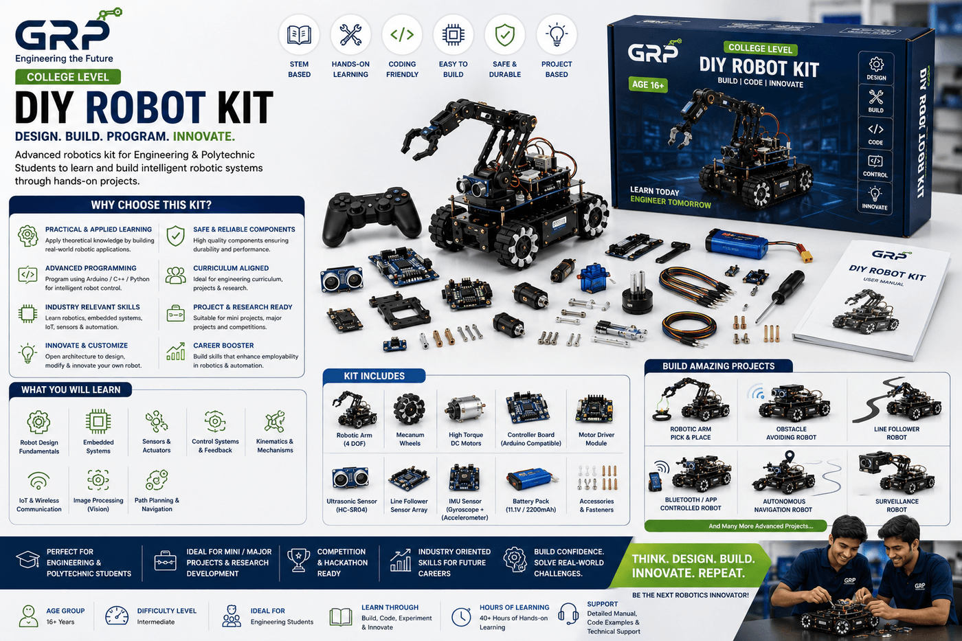 GRP College Level Advanced DIY Robotics Platform